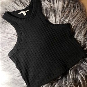 Express Ribbed Black Tank Crop Top